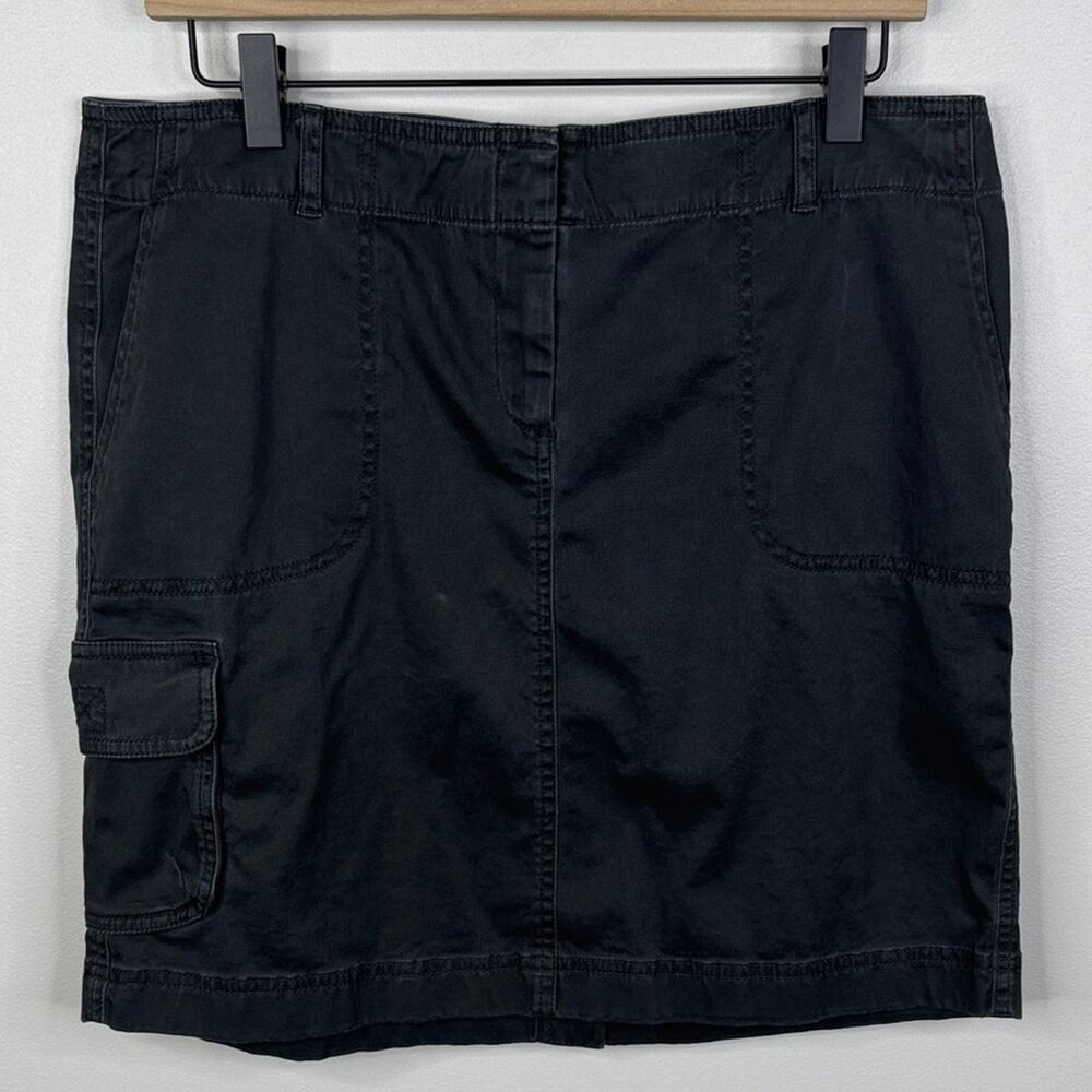 J. Jill Wearever Cargo Mini Skirt Women's 12 Dark Gray Stretch Pockets Travel